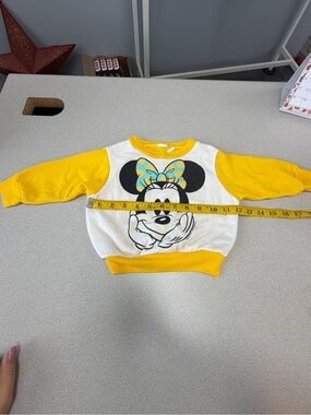 Vintage Disney Minnie Mouse Sweatshirt Yellow White Raglan 18m to 2T
